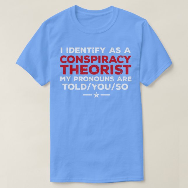 Camiseta Eu identifico-me como um teórico da conspiração (Frente do Design)