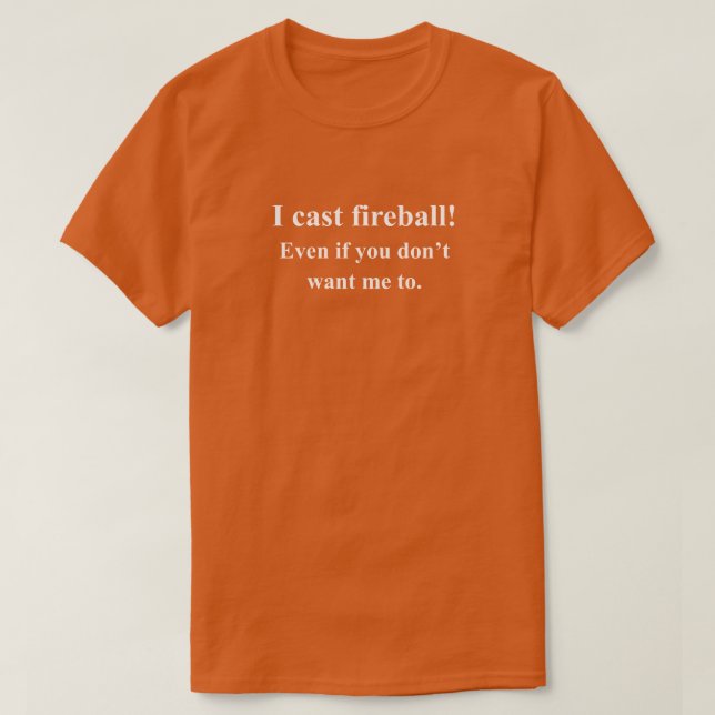 Camiseta Eu Lanço Fireball Frase Engraçada de RPG com Texto (Frente do Design)