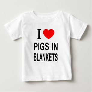 Camiseta Eu ❤️ Leitões Envolvidos em Panquecas Eu Amo Leitõ