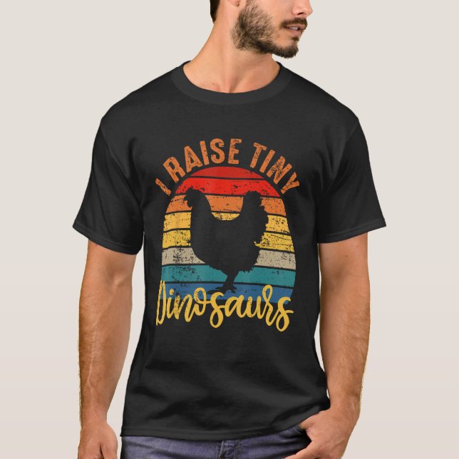 Camiseta Eu levanto dinossauros minúsculos Pai de frango en (Frente)