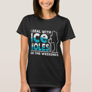 Camiseta Eu Lido Com Buracos De Gelo Pai Vovô Pescando
