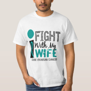 Camiseta Eu luto com meu câncer de ovário da esposa