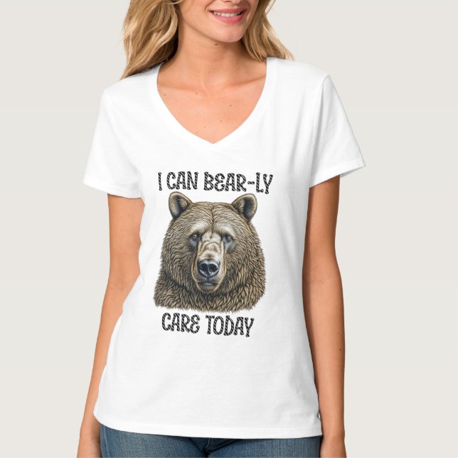 Camiseta Eu Mal Posso Me Importar Hoje | Urso Sarcástico Tr (Frente)