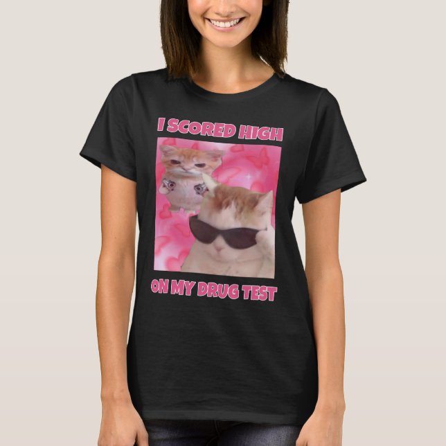 Camiseta Eu marquei mulheres meme de gato alto (Frente)