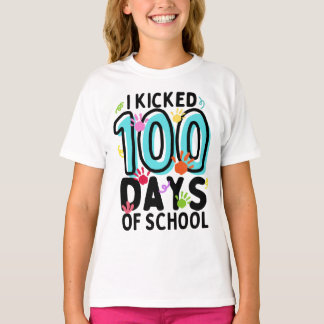 Camiseta Eu Matei 100 Dias De Meninas Coloridas Da Escola