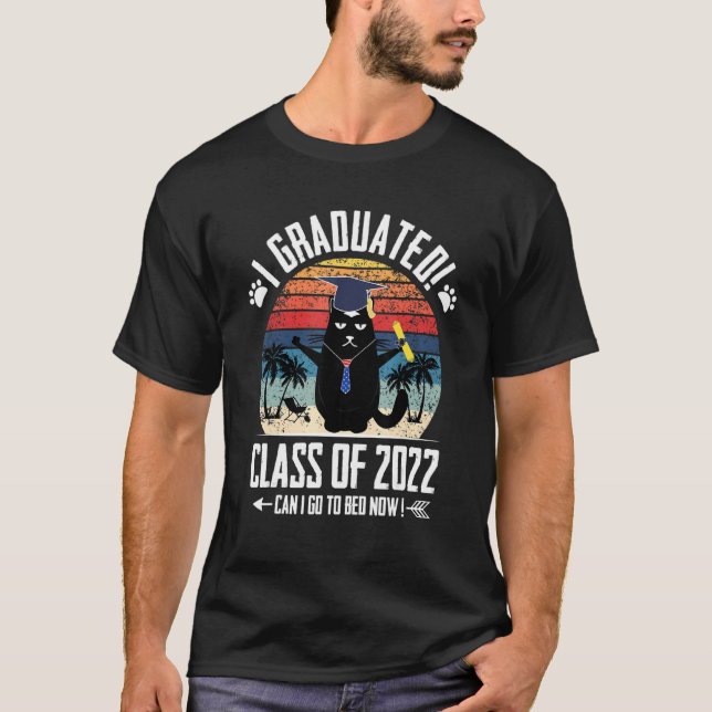 Camiseta Eu me Formei Posso Voltar Para a Cama Agora   Gato (Frente)