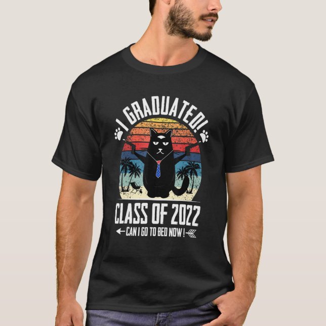 Camiseta Eu me Formei Posso Voltar Para a Cama Agora   Gato (Frente)