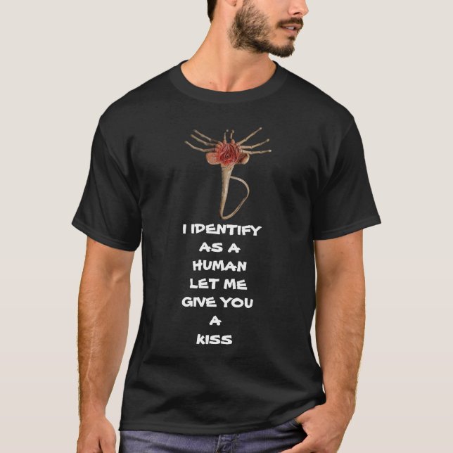 CAMISETA EU ME IDENTIFICO COMO UM HUMANO DEIXE-ME DAR UM BE (Frente)