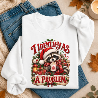 Camiseta Eu Me Identifico Como Um Problema Guaxinim Natal D