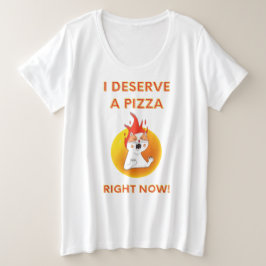 Camiseta Eu mereço uma pizza agora slogan com gato zangado