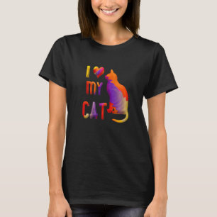 Camiseta Eu Meu Gato Gato Fofo Mamãe Gatinho Gatos Rocha