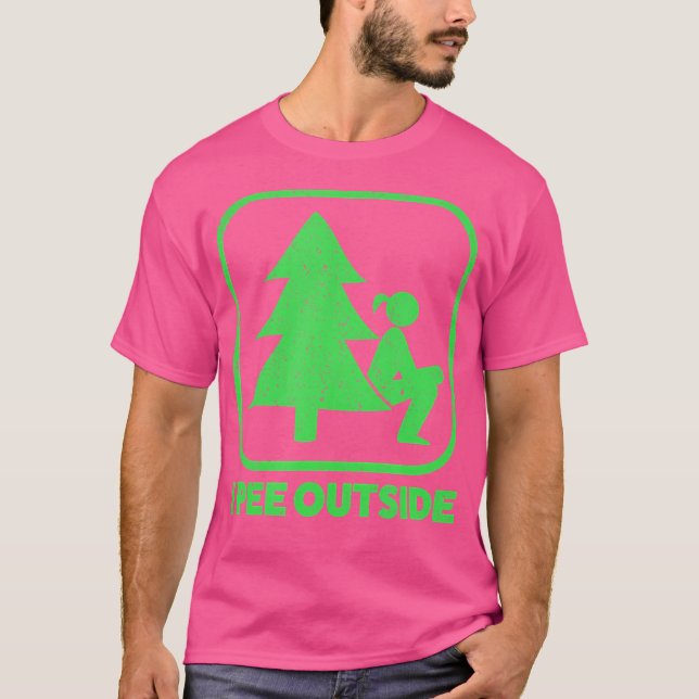 Camiseta Eu mijo fora da moça Sinal engraçado acampamento s (Frente)