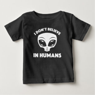 Camiseta Eu Não Acredito Em Humanos Cartoon Alien Em Branco