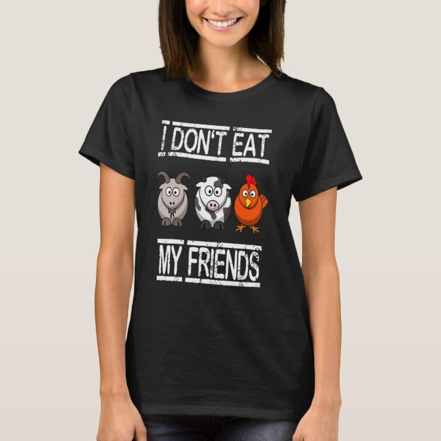 Camiseta Eu não como meus amigos vegetarianos (Frente)