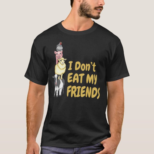 Camiseta Eu não como meus amigos vegetarianos (Frente)