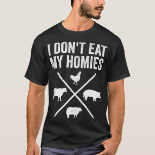 Camiseta Eu não como minha casa vegetariana engraçada