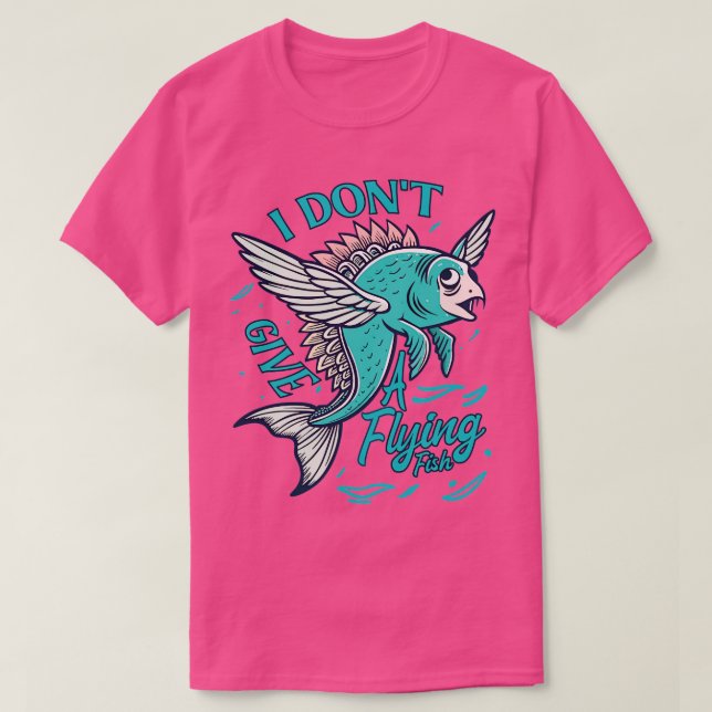 Camiseta eu não dou a um peixe voador peixe zangado (Frente do Design)