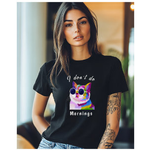 Camiseta Eu não faço manhãs óculos escuros Pop de arte mode