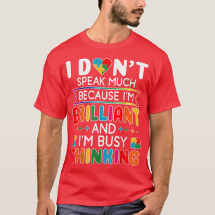 Camiseta Eu Não Falo Muito Brilhante Autismo Autismo Boys G
