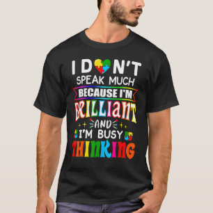 Camiseta Eu Não Falo Muito Brilhante Autismo Autismo Boys G