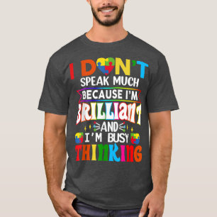 Camiseta Eu Não Falo Muito Brilhante Autismo Autismo Boys G