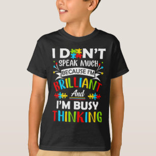 Camiseta Eu Não Falo Muito Brilhante Autismo Autismo Boys G