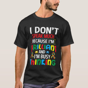 Camiseta Eu Não Falo Muito Brilhante Autismo Autismo Boys G