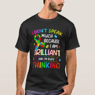 Camiseta Eu Não Falo Muito Brilhante Autismo Autismo Boys G