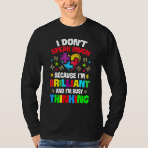 Camiseta Eu Não Falo Muito Brilhante Autismo Autismo Boys G
