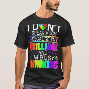 Camiseta Eu Não Falo Muito Brilhante Autismo Autista Homens