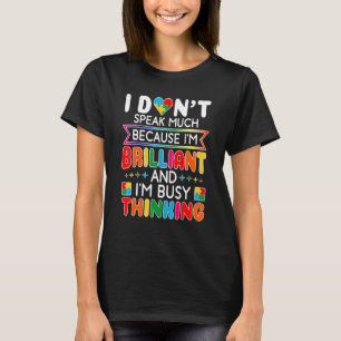 Camiseta Eu Não Falo Muito Brilhante Autismo Autista Homens