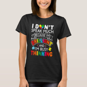 Camiseta Eu Não Falo Muito Brilhante Autismo Autista Homens