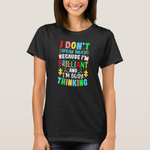 Camiseta Eu Não Falo Muito Brilhante Autismo Crianças Autis