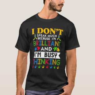 Camiseta Eu Não Falo Muito Brilhante Autismo Crianças Autis