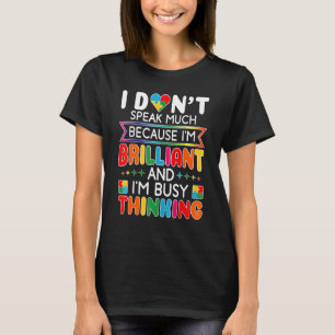 Camiseta Eu Não Falo Muito Brilhante Autismo Homens Autista