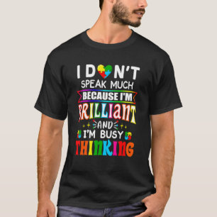 Camiseta Eu Não Falo Muito Brilhante Autismo Meninos Autist