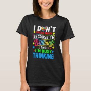 Camiseta Eu Não Falo Muito Brilhante Autismo Meninos Autist