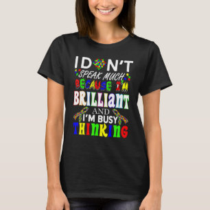 Camiseta Eu Não Falo Muito Brilhante Autismo Meninos Autist
