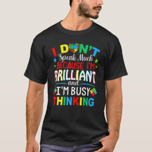 Camiseta Eu Não Falo Muito Brilhante Autismo Meninos Autist