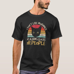 Camiseta Eu não gosto de manhãs ou Pessoas Gato Bonito