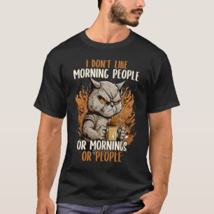 Camiseta Eu Não Gosto de Pessoas da Manhã Café & Gato Sarcá