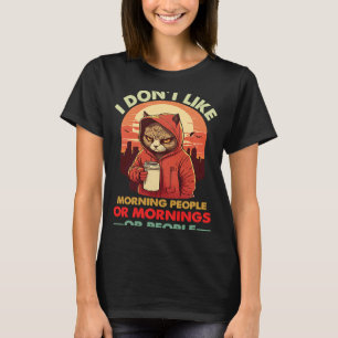 Camiseta Eu não gosto de Pessoas de manhã ou de gatos zanga