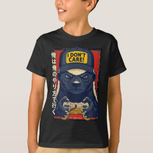 Camiseta Eu Não Me Importo - Design de Honey Badger Gamer