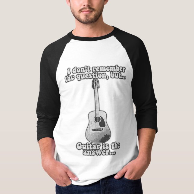 Camiseta Eu não me lembro da pergunta, mas guitarra é a res (Frente)