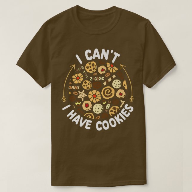 Camiseta Eu não posso comer biscoitos cozinhando pastelaria (Frente do Design)