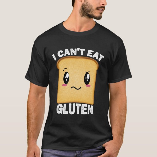 Camiseta Eu não posso comer Gluten Engraçado Kawaii (Frente)
