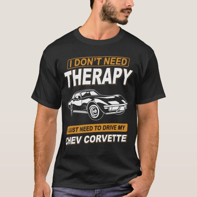 Camiseta EU NÃO PRECISO DE TERAPIA chev corvette (Frente)