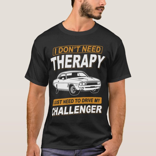 Camiseta EU NÃO PRECISO DE TERAPIA Dodge Challenger 1973 (Frente)