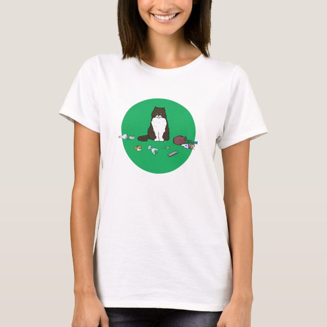 Camiseta Eu não sei o que aconteceu - Gato Culpado (Frente)