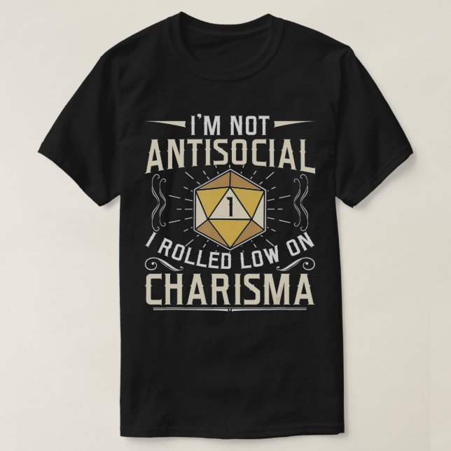 Camiseta Eu não sou antissocial, eu me desliguei em Charism (Frente do Design)